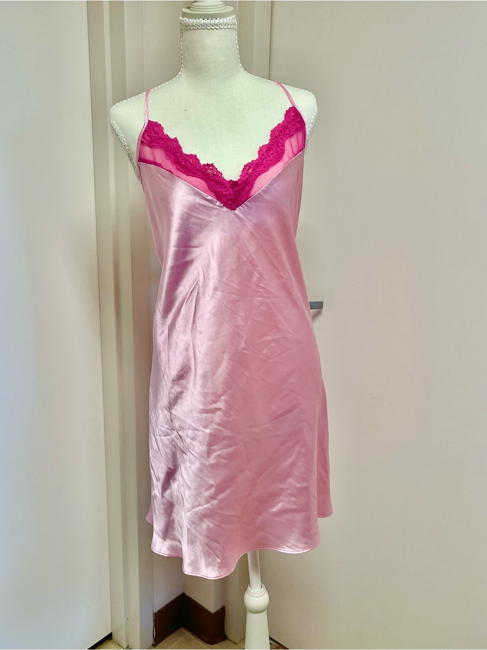 Y2K | Rose Pink Satin Slip Dress
